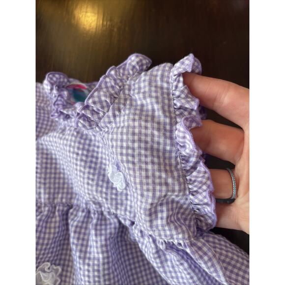 Vintage Little Lindsay Purple White Gingham Dress Butterflies Size 0/6 Months - Picture 2 of 7